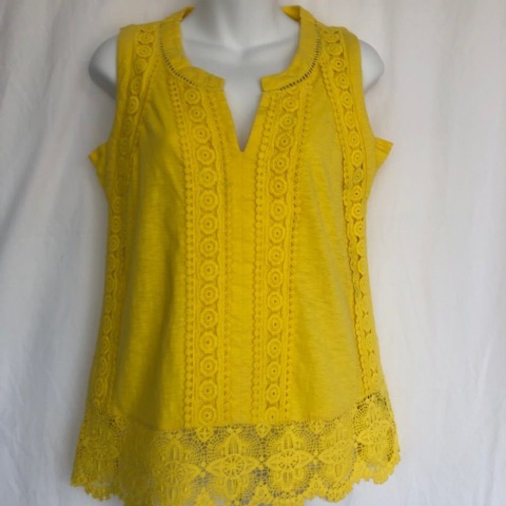 NY COLLECTION SLEEVELESS TOP COTTON CROCHET LACE